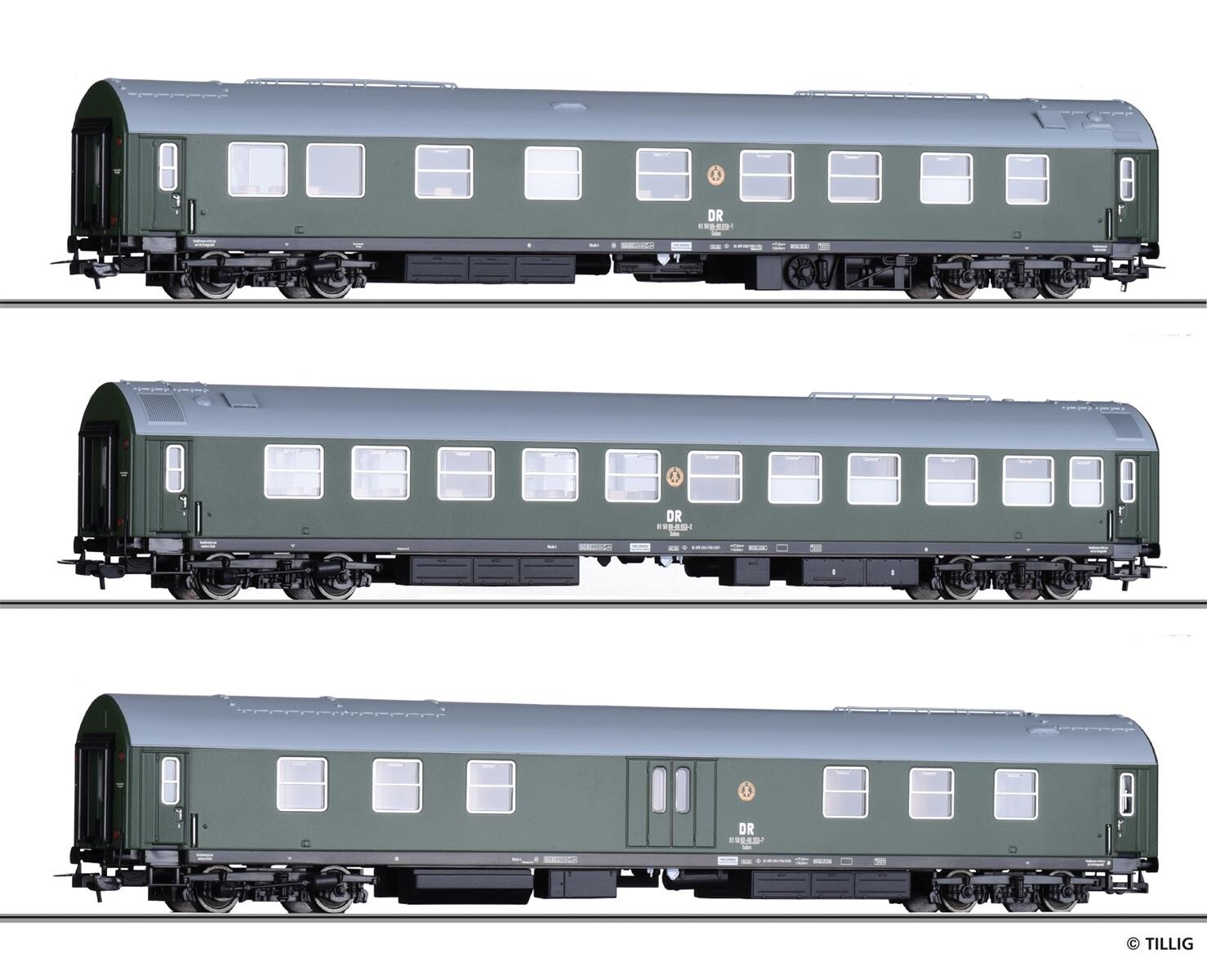 Tillig 70046 3er Set Personenwagen Salonwagen DDR Regierung 3 Ep IV