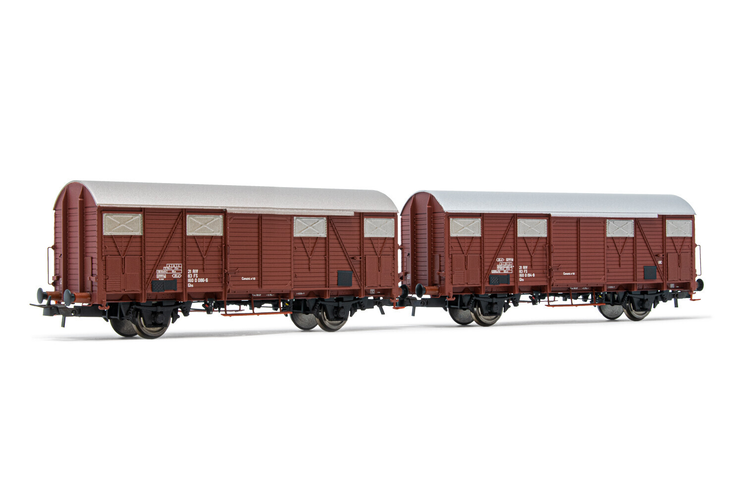 Rivarossi HR6507 2er Set Gedeckte Güterwagen Ghs offene Lüftungsschäc