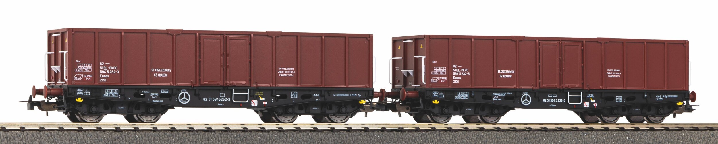 PIKO 58272 2er Set Offener Güterwagen 401Zk Ep VI PKP 86 00