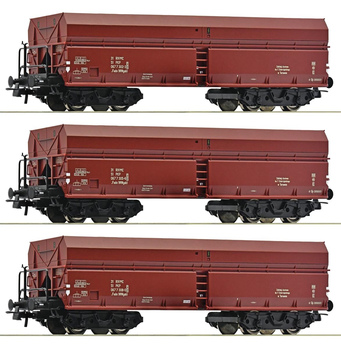 Roco 6600044 3er Set Selbstentladewagen Fads Ep IV PKP 87 00