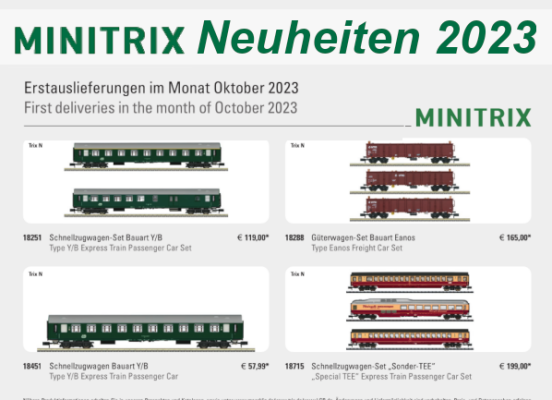 Minitrix Neuheiten 2023 - Minitrix Modellbahn Neuheiten Erstauslieferungen Oktober 2023