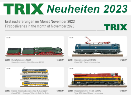 Trix Neuheiten 2023 - Trix Modellbahn Neuheiten Erstauslieferungen November 2023
