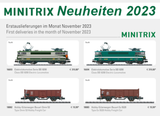 Minitrix Neuheiten 2023 - Minitrix Modellbahn Neuheiten Erstauslieferungen November 2023