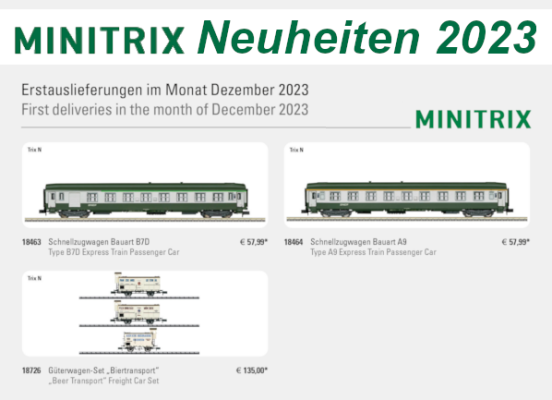Minitrix Neuheiten 2023 - Minitrix Modellbahn Neuheiten Erstauslieferungen Dezember 2023