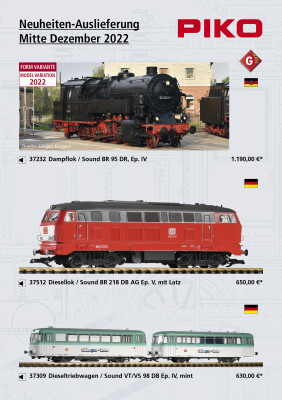 PIKO Neuheiten Auslieferung Mitte Dezember 2022 Spur H0 und G - PIKO Neuheiten Auslieferung Mitte Dezember 2022 Spur H0 und G