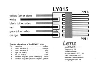 Lenz 80015 LY015 Stecker f&uuml;r NEM651 (zum Anl&ouml;ten von Kabel)