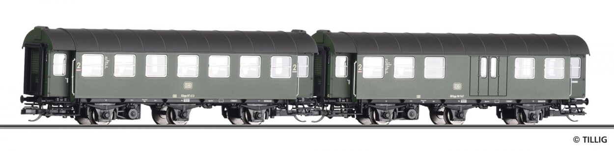 Tillig 01051 Reisezugwagen-Paar 2. Klasse und 2. Klasse mit Packabteil Ep. IV DB