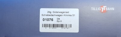 Tillig 01076 2er Set Schiebedachwagen KmmKs 51 Ep. IV DB