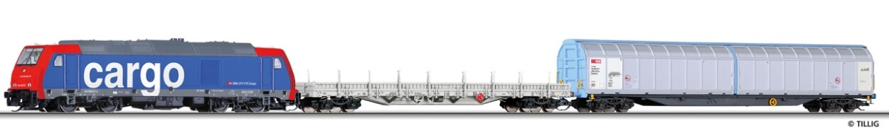 Tillig 01434 Start-Set Güterzug mit Diesellok BR 285 TRAXX Ep. VI SBB