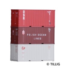 Tillig 07707 Container-Set mit drei 20&lsquo;-Containern
