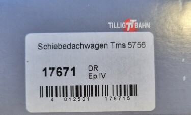 Tillig 17671 Schiebedachwagen Tms 5756 Ep. IV DR