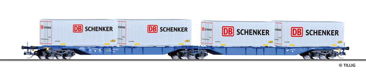 Tillig 18035 Doppeltragwagen Sggmrs 714 mit 4 Containern Ep. VI DB AG