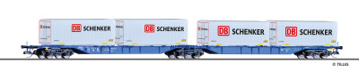 Tillig 18035 Doppeltragwagen Sggmrs 714 mit 4 Containern...