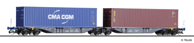 Tillig 18061 Containertragwagen Sggmrss mit 2 Containern...