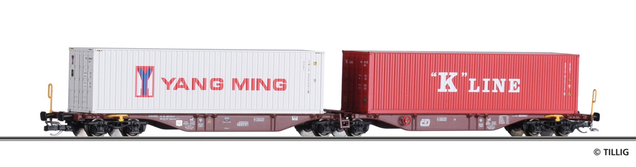 Tillig 18062 Containertragwagen Sggmrss 578.0 mit 2 Containern Ep. V CD