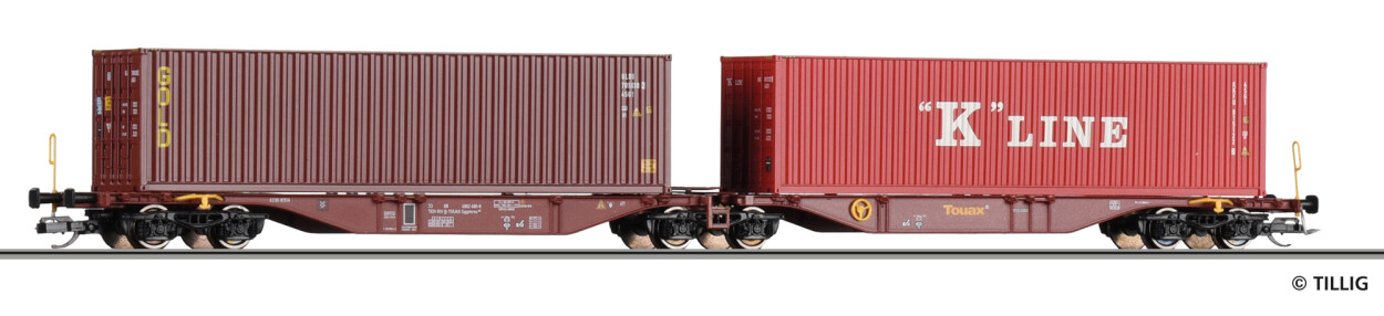 Tillig 18070 Containertragwagen Sggmrss mit 2 Containern Ep. VI Touax