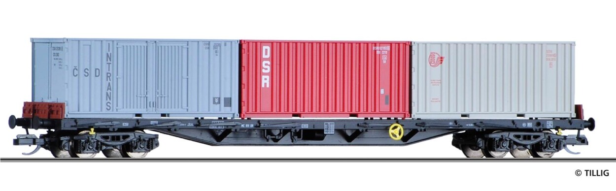Tillig 18127 Containertragwagen Rgs 3910 mit 3 Containern Ep. IV DR