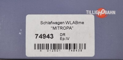 Tillig 74943 Schlafwagen WLABme Typ Y MITROPA Ep. IV DR