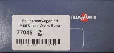 Tillig 77045 S&auml;urekesselwagen Zd VEB Chemische Werke...