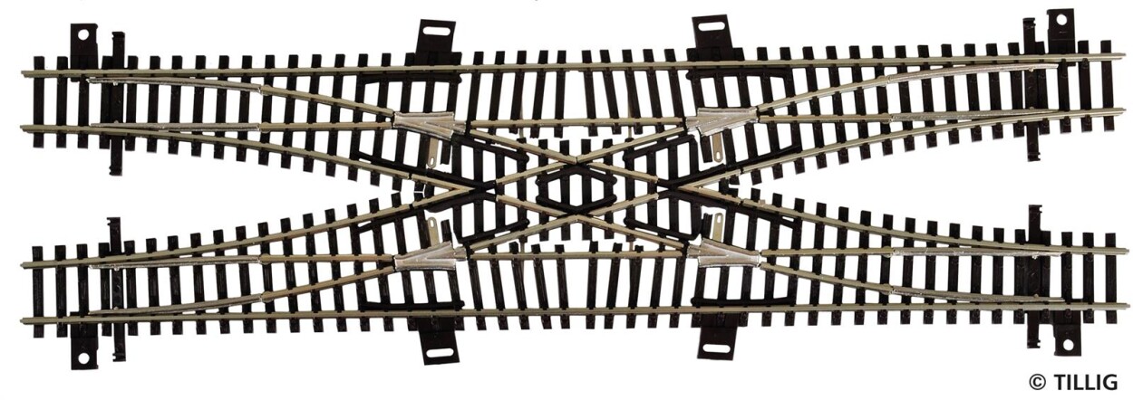Tillig 83211 Doppelte Gleis-Verbindung Herzstückwinkel Weichen 4FW 253,5 mm 15°