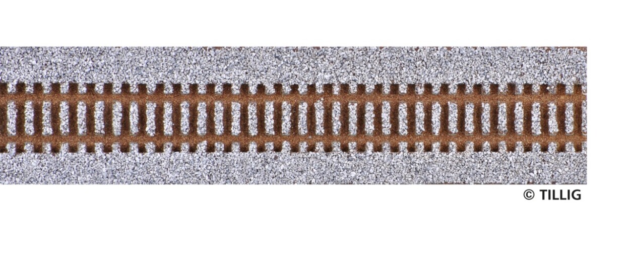 Tillig 86358 Gleisbettung Modellgleis hell (grau) für Flex-Gleis Länge 700mm (Holzschwellen)