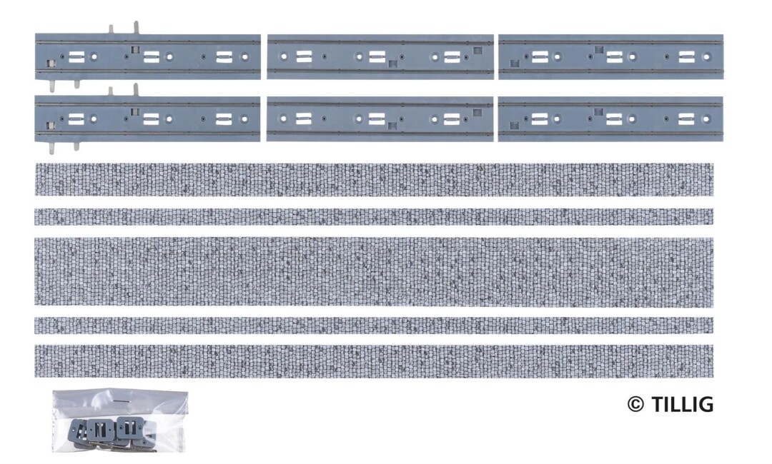 Tillig 87016 Straßenbahngleis 316,8mm (2-spurig) Pflaster