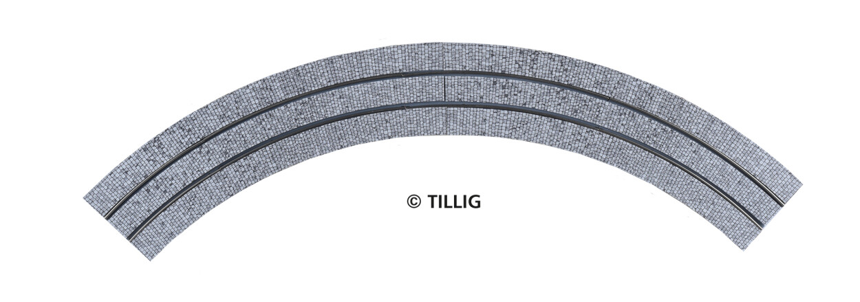 Tillig 87756 Straßenbahngleis R250 90°(1-spurig) Pflaster