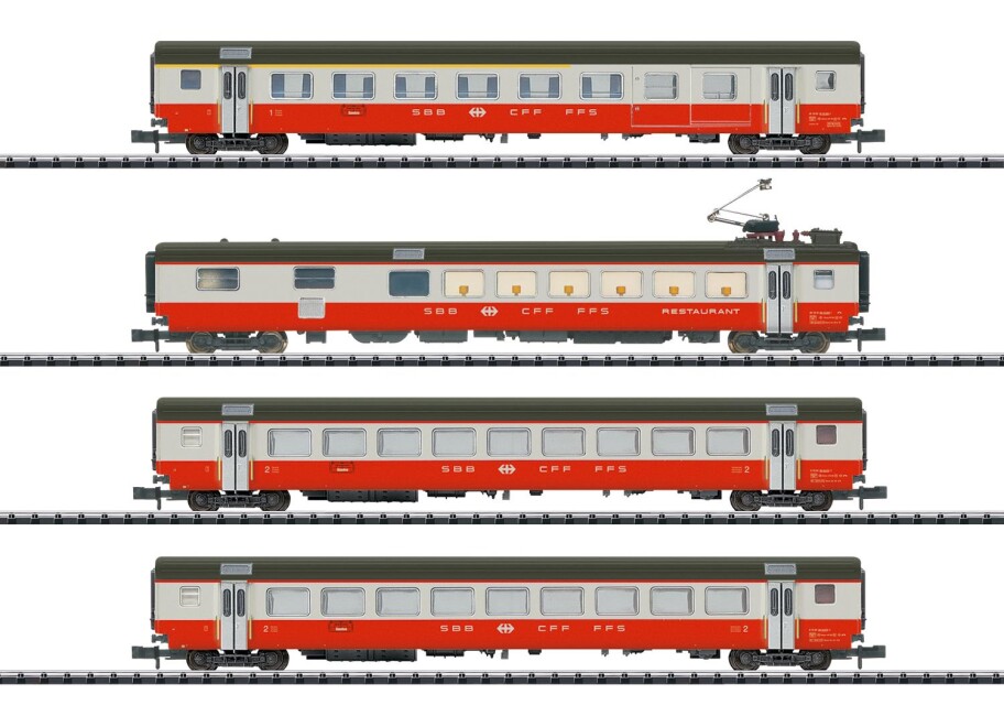 Minitrix 18720 4er Set Personenwagen Swiss Express 1 Ep. IV SBB