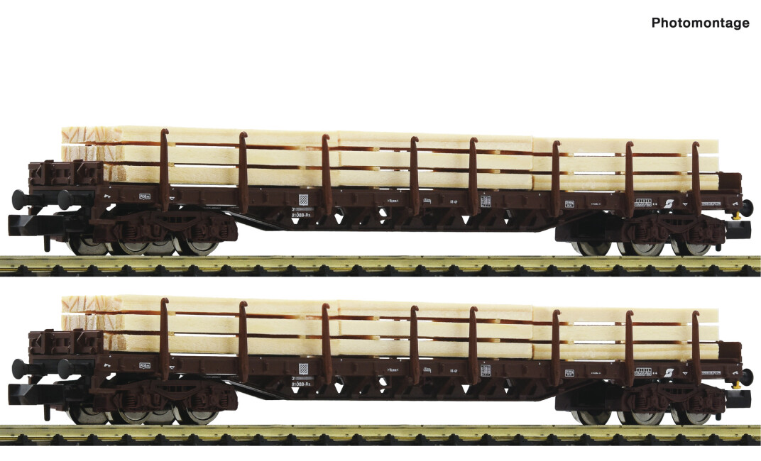 Fleischmann 6660048 2er Set Rungenwagen + Holz-Ladung Ep. V ÖBB