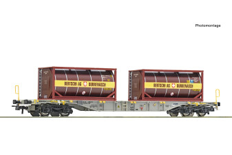 Roco 77346 Container-Tragwagen mit Tank-Containern Bertschi Ep. VI AAE