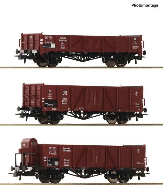 Roco 6600102 3er Set offene Güterwagen Ommr. Ep. II DRB