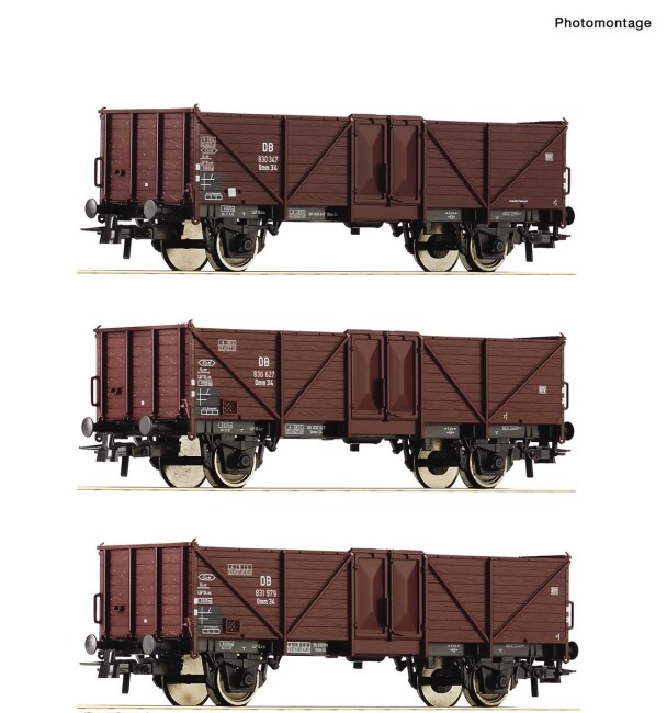 Roco 6600075 3er Set offene Güterwagen Omm 34 Ep. III DB