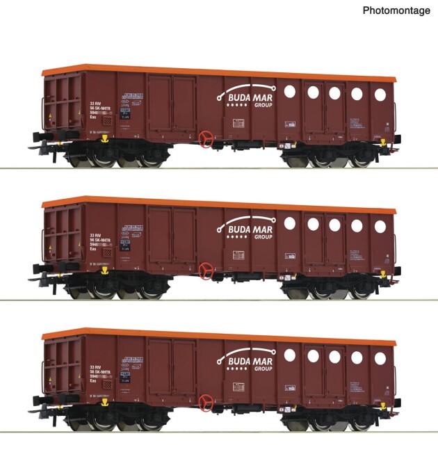 Roco 6600087 3er Set Hochbordwagen Eas Ep. VI Budamar