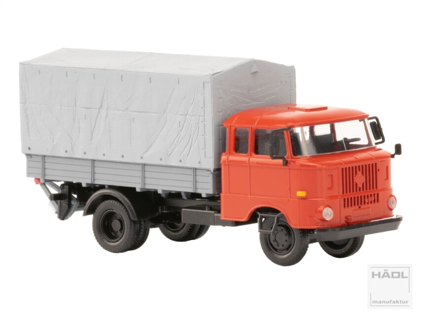 HÄDL 121047-11 IFA W50L Doka Holzpritsche Plane Ladebordwand Verkehrsrot
