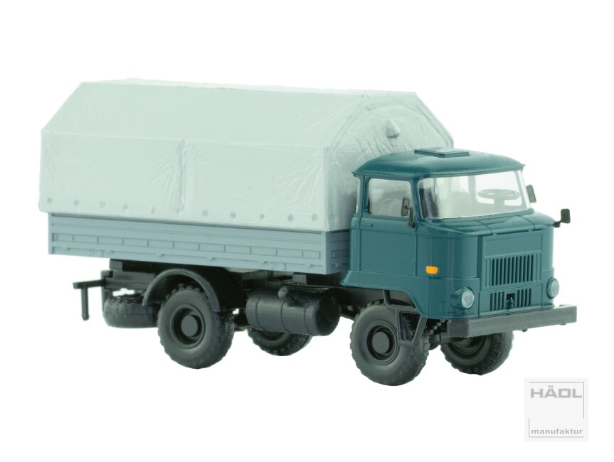HÄDL 121073-12 IFA L60 Pritsche/Trapezplane Allrad Ballonräder Blaugrün