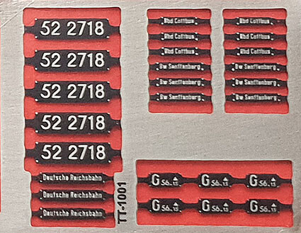 MMC 909915  Ätzschildersatz 52 2718, DR, Epoche III, Dreikammerkohlenstaubwannentender