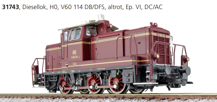 ESU 31743 Diesellok V60 114 DFS altrot Ep. VI DB Sound + Dampf