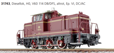 ESU 31743 Diesellok V60 114 DFS altrot Ep. VI DB Sound +...