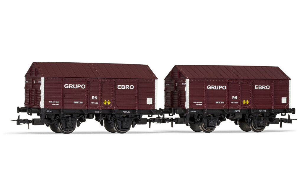 Electrotren E19036  2er Set gedeckte Güterwagen dunkelrot Grupo Ebro Ep. III  RENFE