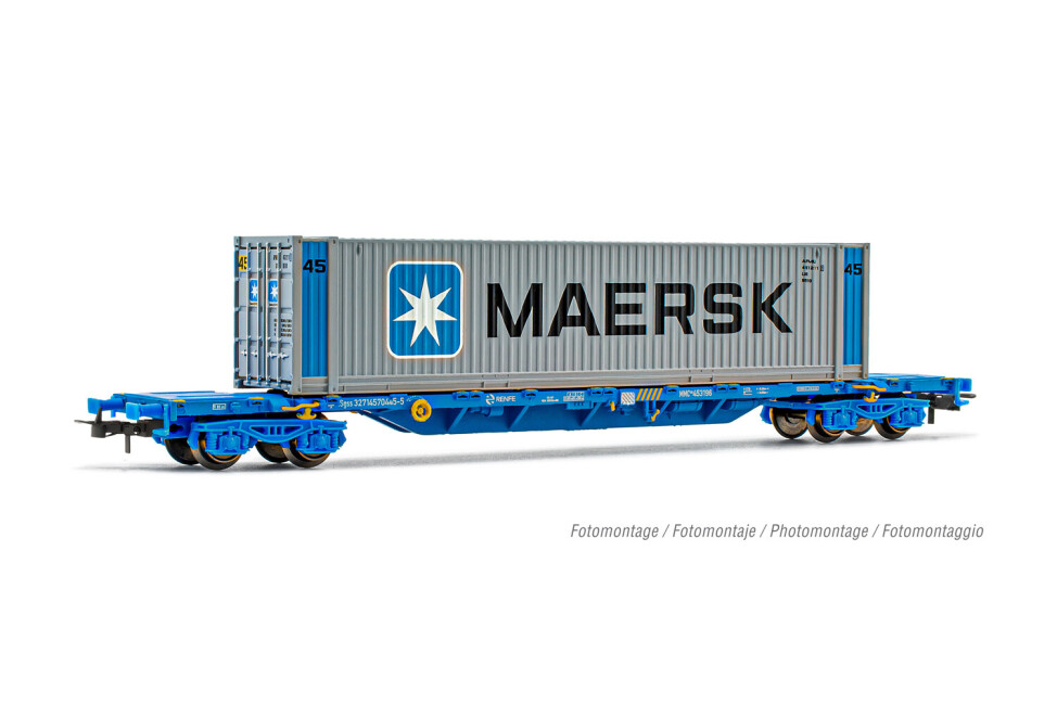 Electrotren HE6044  Containertragwagen MMC3 mit 45’ Container „Maersk” Ep. VI  RENFE