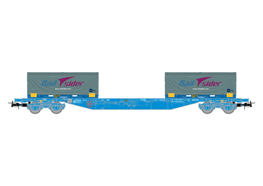 Electrotren HE6063  Container-Tragwagen MMC mit Coil-Containern Railsider Ep. VI  RENFE