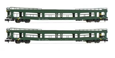 Arnold HN4353  2er-Set Autotransportwagen DDm gr&uuml;n Ep. IV  DR