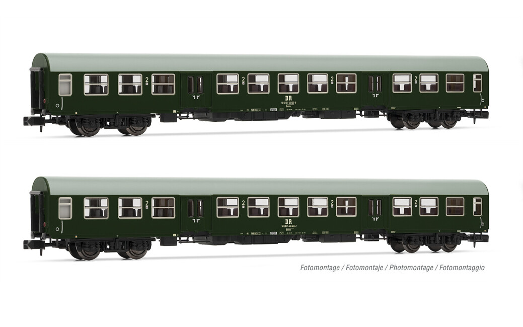 Arnold HN4369  2er-Set Personenwagen lange Halberstädter dunkelgrün-grau Ep. IV  DR