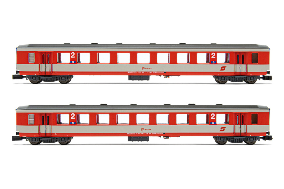 Arnold HN4372  2er-Set Personenwagen K2 Schlierenwagen rot-grau 2.Kl. Ep. IV-V  ÖBB