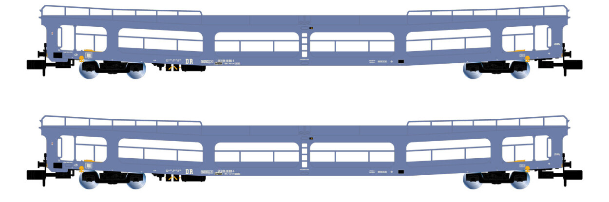 Arnold HN4409  2er-Set Autotransportwagen DDm in blau Ep. IV-V  DR
