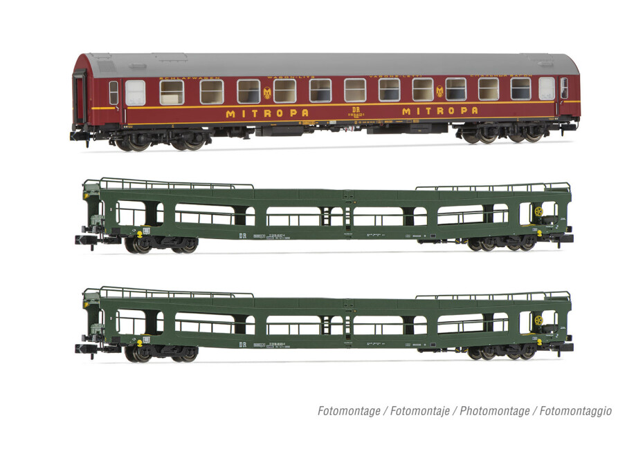 Arnold HN4424  3er-Set Personenwagen + Autotransportwagen Spree-Alpen-Express Ep. IV  DR