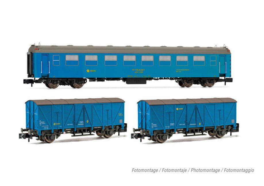 Arnold HN4457  3er-Set Dienstzug Tajo de Via Personenwagen 5000 +2x J3 Ep. IV-V  RENFE