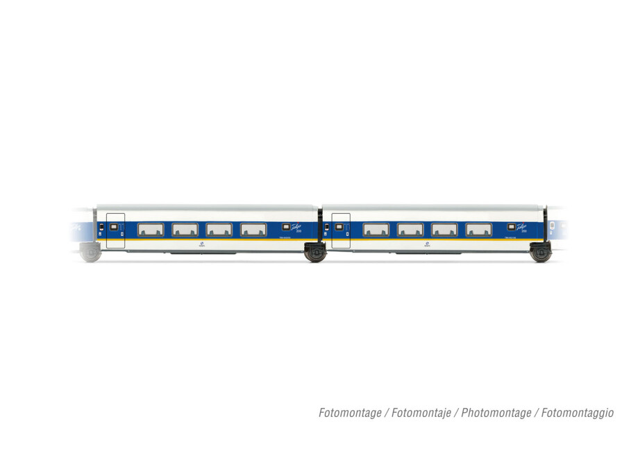 Arnold HN4463  2er-Set Personenwagen Talgo 200 weiss-blau 2.Kl. Erg.-Set Ep. V  RENFE