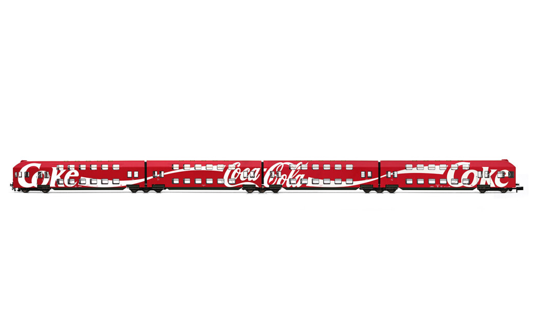 Arnold HN4471  4er-Set Doppelstockwagen Dbv rot „Coca-Cola“ Ep. IV-V  DB AG