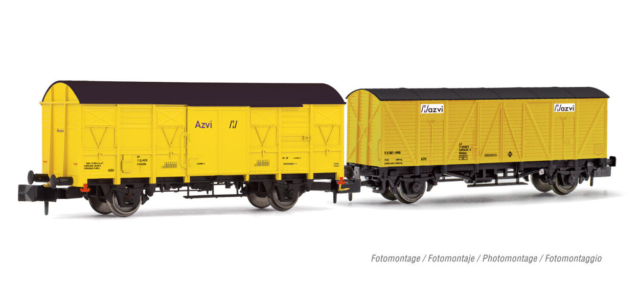 Arnold HN6517  2er-Set Gedeckte Güterwagen J2 J3 gelb Ep. V-VI  AZVI